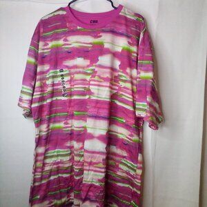 CSG Shirt Women 3XL Short Sleeve 100% Cotton Pattern Pink White Green